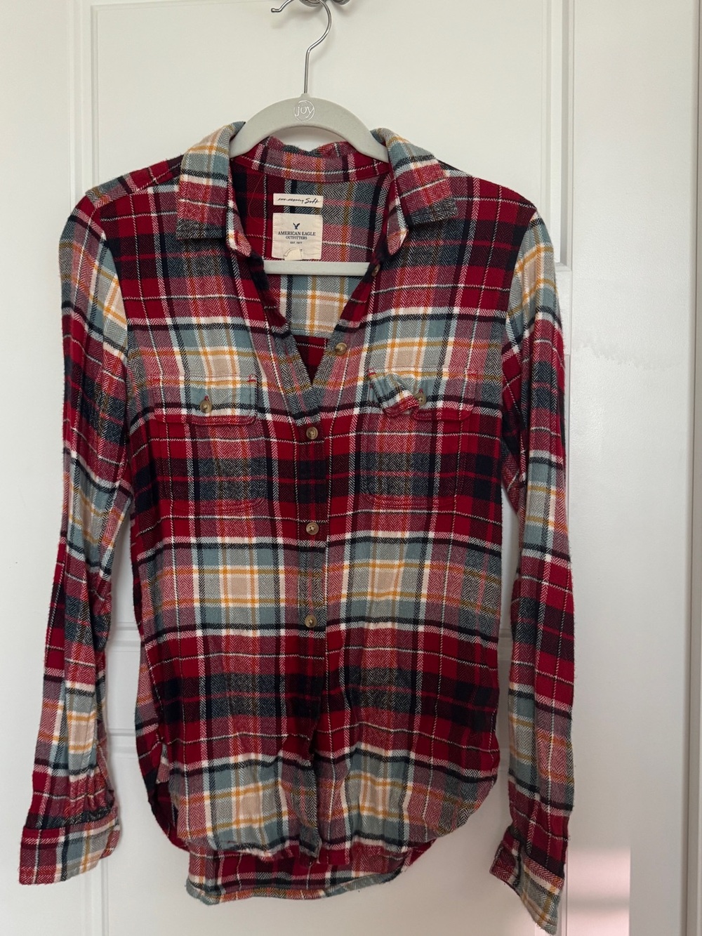 American Eagle Amazingly Soft Plaid Flannel Womens XS Slim Fit